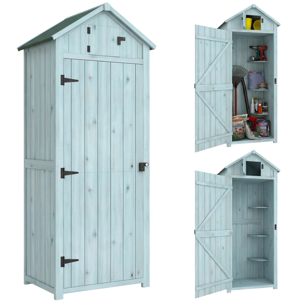 Casetta da Giardino Porta Attrezzi in Legno con Ripiani ¨C zephmum ¨C Blu, 77x54.2x179cm