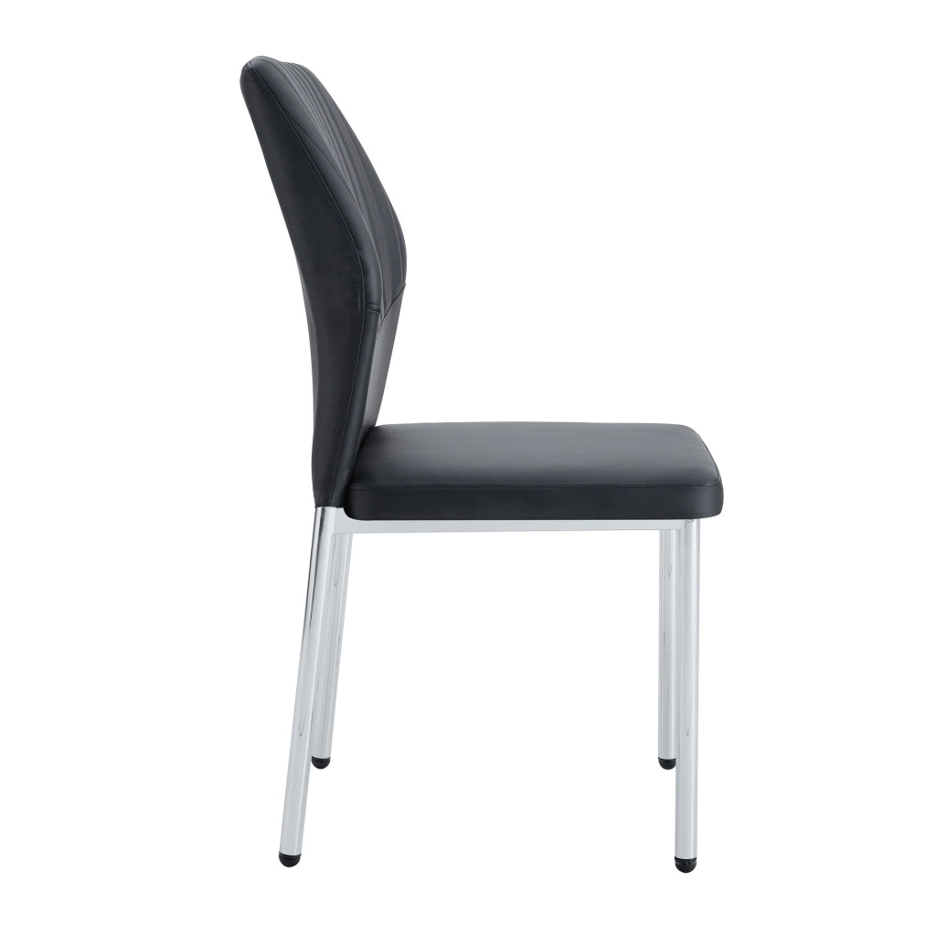SEDIA da pranzo Set da 4 pezzi 93 cm Nero/Argento in PU e metallo