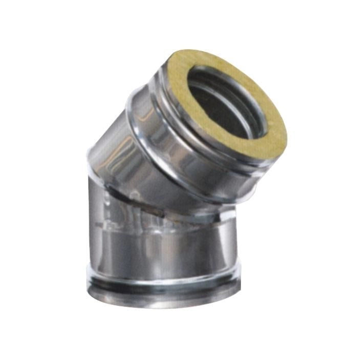 MARAL Gomito inox settori 45° 15-20 doppia parete Acciaio inox Aisi 316L interno Aisi 304 esterno isolamento in lana di roccia 25 mm colore Acciaio