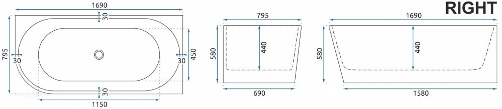Vasca Bagno Sydney Bellanto Bellanto Destra 170cm Copritappo rame spazzolato