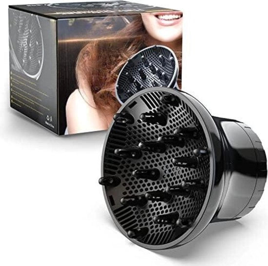 Diffusore accessorio - Diffusore fohn per onde - Diffusore fohn universale - 1,57 a 2,7 pollici - Nero