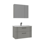 Set mobile lavabo con specchio (2 pezzi) "Bari 85 v2" - 85 x 45 x 55 cm - Cashmere opaco