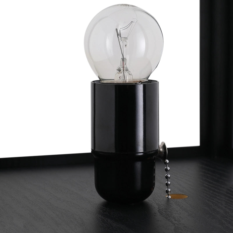 Lampada da terra con tre ripiani aperti paralume in tessuto interruttore a tirante attacco E27 nera 26 × 26 × 160 cm