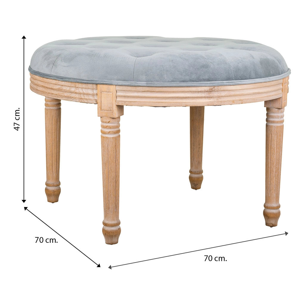 Sgabello imbottito in legno grigio d70x47h