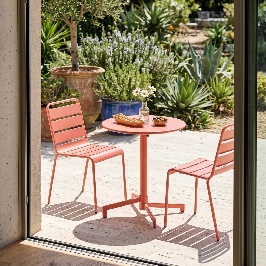 Oviala - Set da giardino con tavolo e 2 sedie in metallo argilla