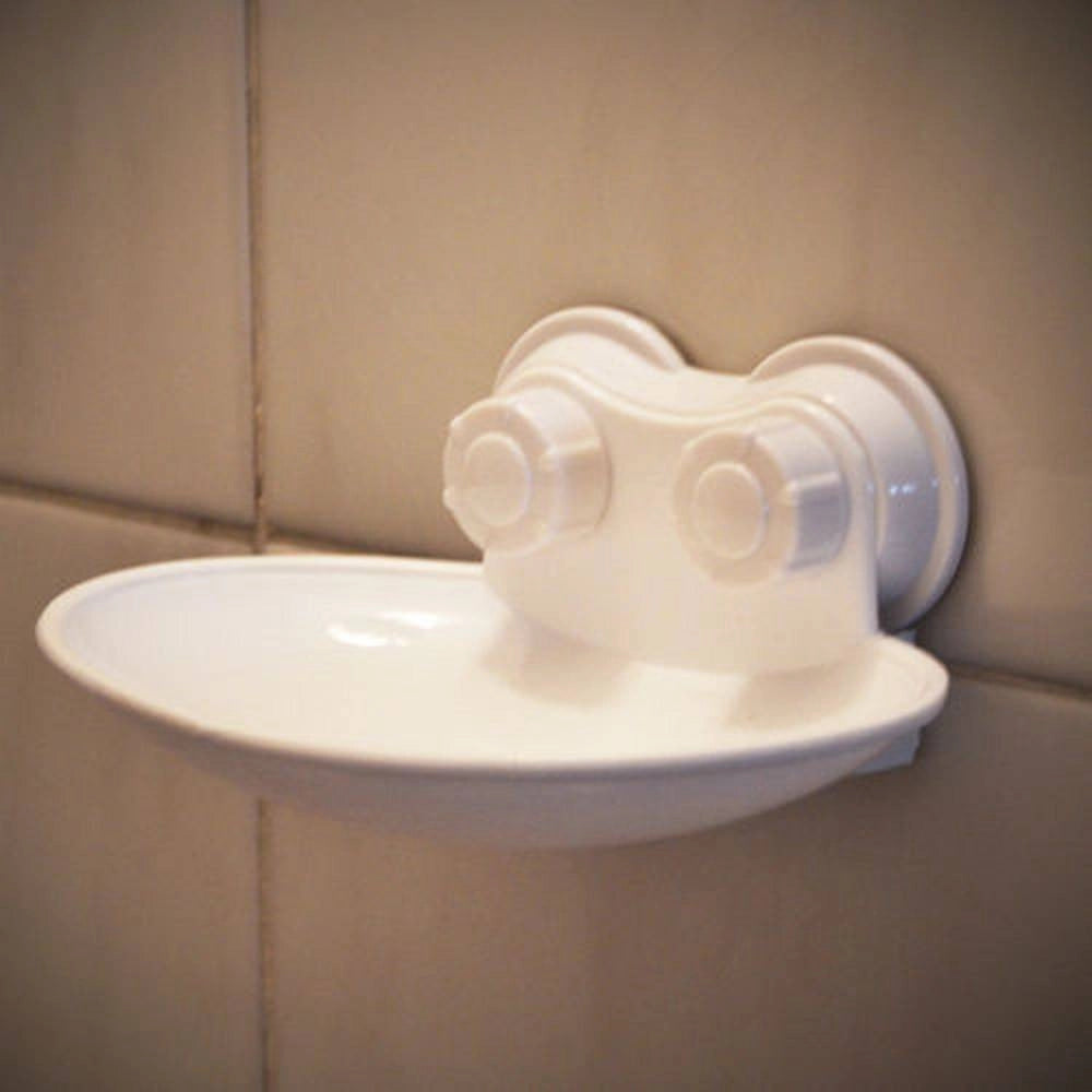 Trade Shop - Portasapone Portasaponetta Accessorio Bagno Attacco A Ventosa Bianco -