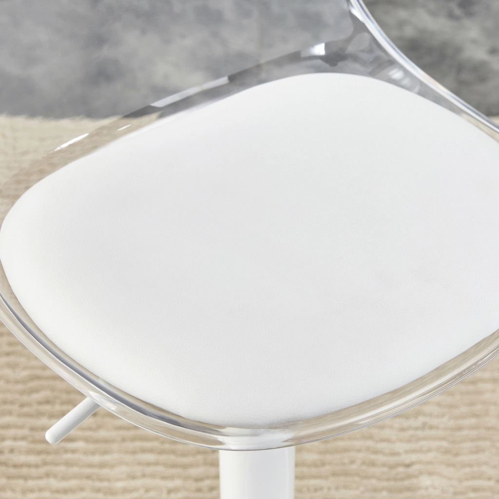 SGABELLO DA BAR Regolabile 82-104 cm Trasparente e Bianco Set da 2 pezzi