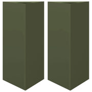 Fioriera aiuola rialzata fioriera aiuola giardino terrazza set da 2 triangolare verde oliva 40 x 34,5 x 70 cm acciaio verde 02_0039090