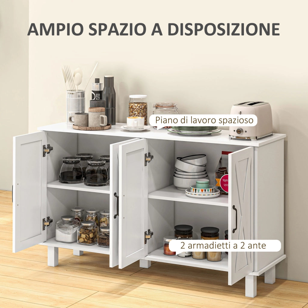 Scaffale Multiuso 4 Livelli ¨C Xylo ¨C Bianco MDF 120x37x75cm