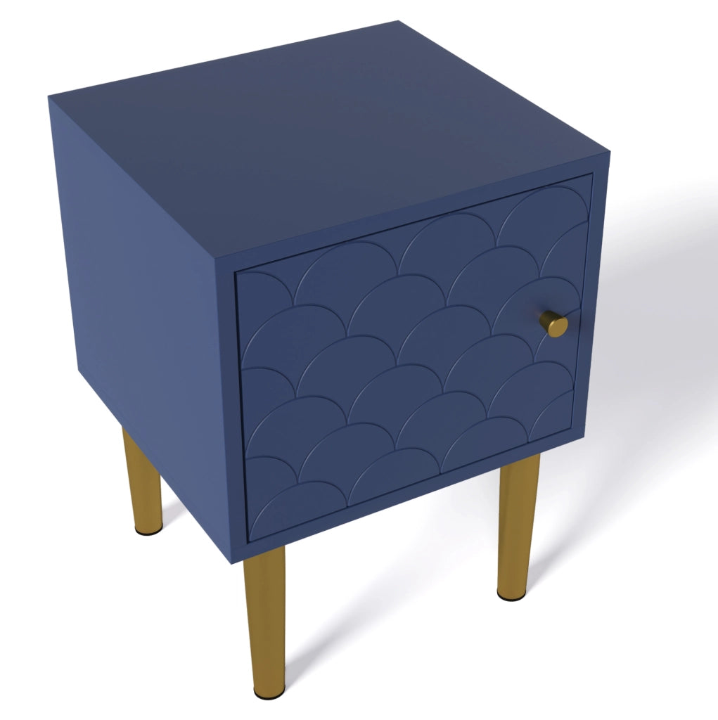 Set di 2 comodini 35x35x51 cm con ante in truciolare e metallo blu navy