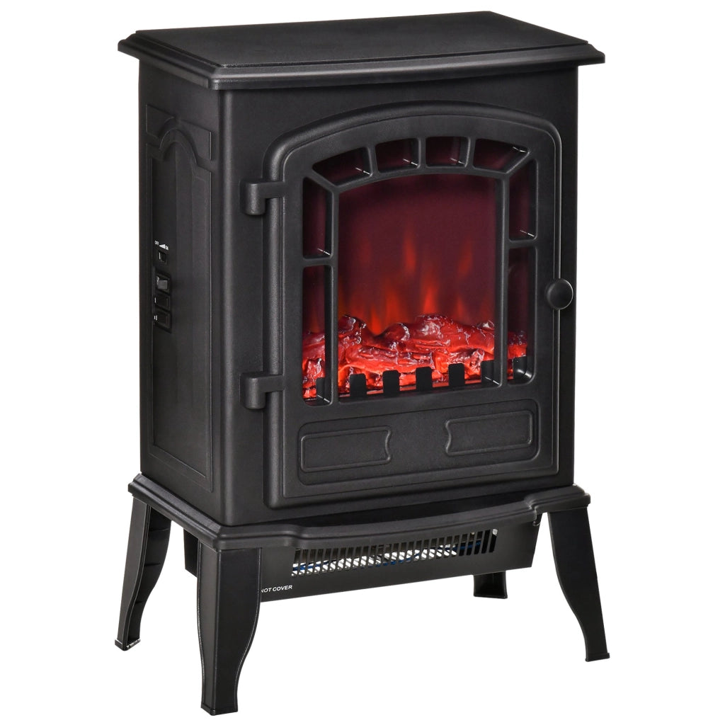 EasyComfort Camino Elettrico con Effetto Fiamma, Temperatura Regolabile 1000W-2000W, Copertura 20-25m², 39x24x56.5cm, Nero