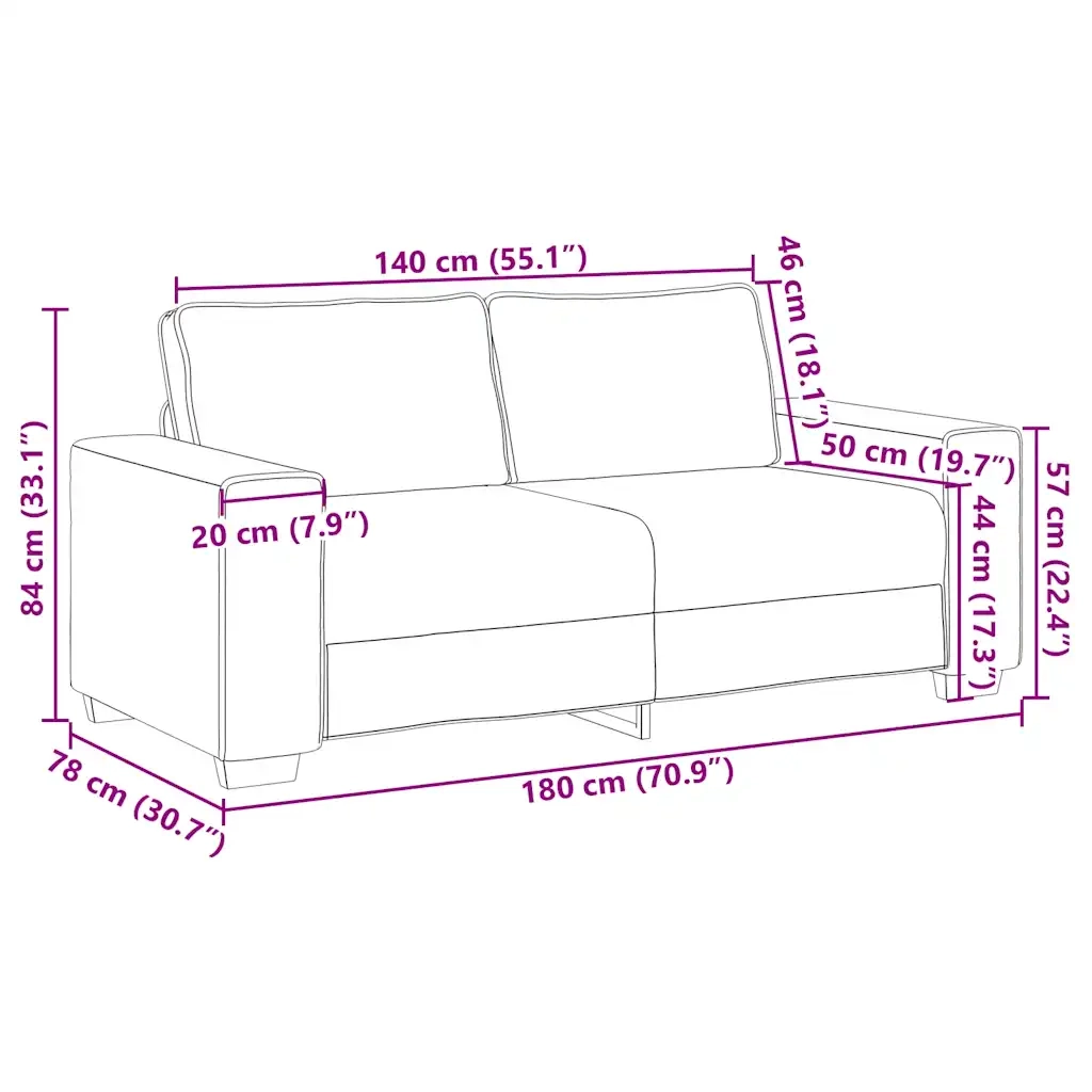 Divano a 2 Posti-Sofa 2 Posti Grigio Chiaro 140 cm Tessuto