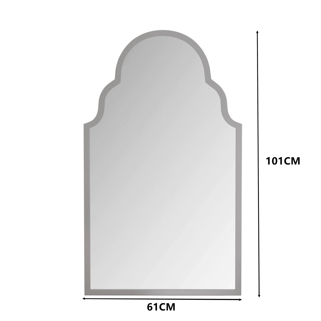 Specchio rettangolare da parete con cornice in metallo argento 61 × 101 cm per bagno; camera e ingresso