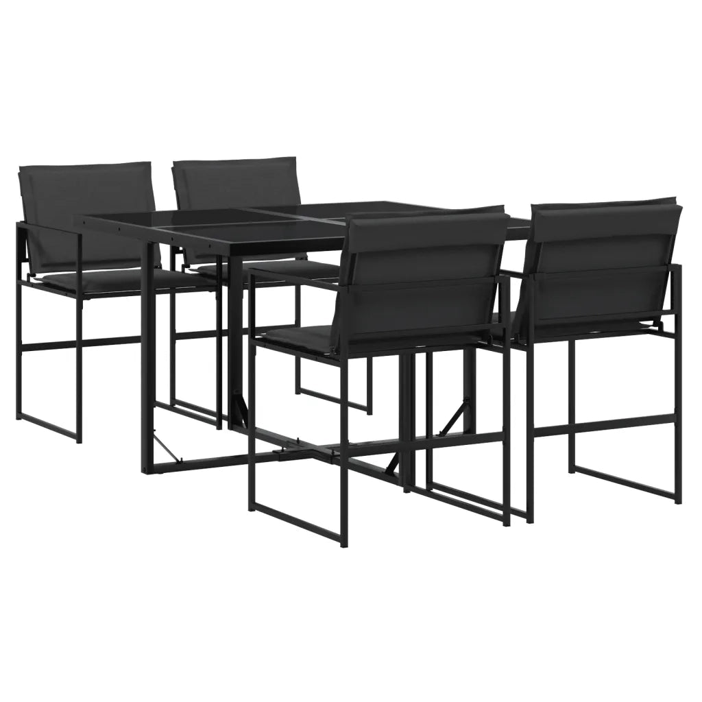 Set da Pranzo da Giardino | Set Salotto da Giardino con Cuscini Nero in Textilene
