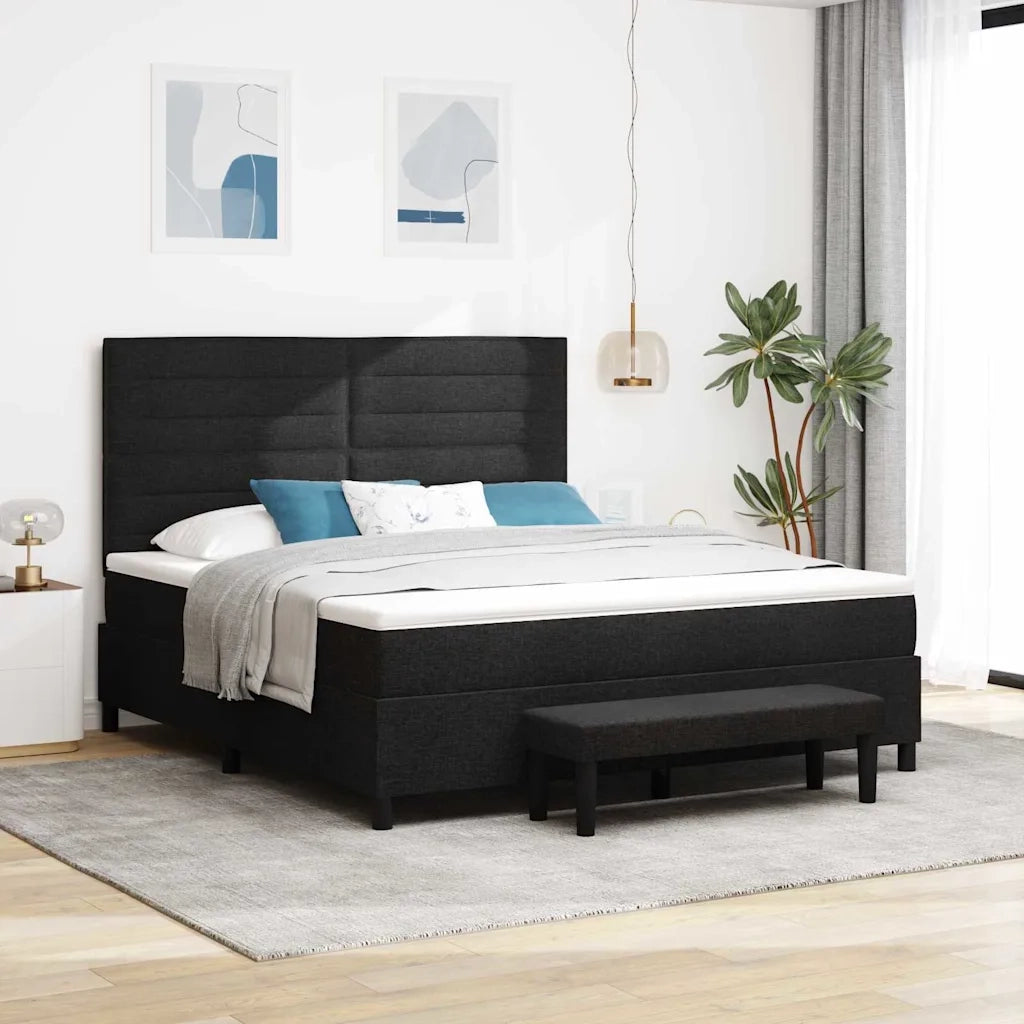 Letto a molle con materasso Nero 180 x 200 cm Tessuto