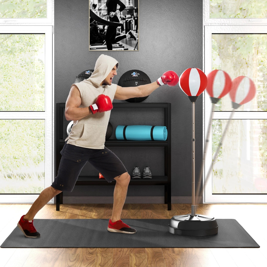 Sacco da Boxe su Piede Regolabile ¨C zephmum ¨C con Guanti, Pompa e Base 126-144 cm