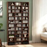 Scaffalatura porta CD e DVD con 36 vani e alcuni ripiani regolabili in MDF marrone 102 × 23.5 × 195 cm