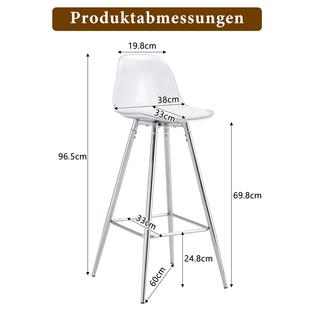 SEDIA Trasparente Set da 2 pezzi Schienale ergonomico Metallo argento