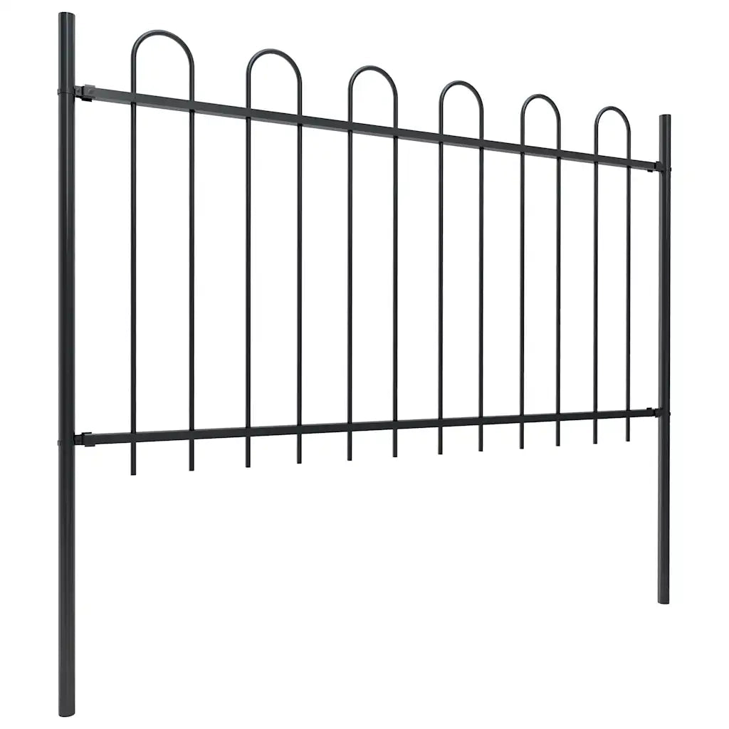 Recinzione da Giardino | Recinzione da cortile con Parte Superiore ad Anello in Acciaio 1248x100 cm Nero