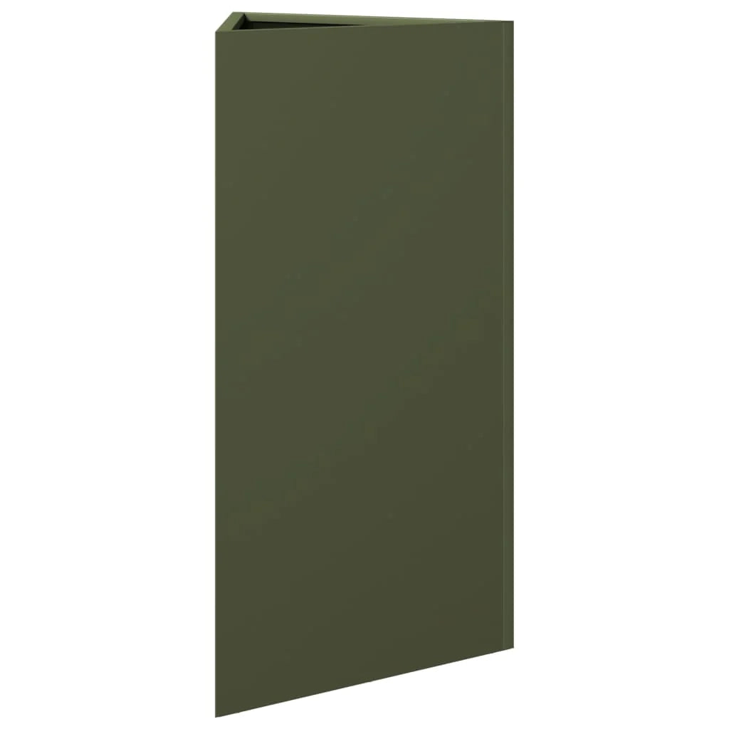 Fioriera aiuola rialzata fioriera aiuola giardino terrazza set da 2 triangolare verde oliva 40 x 34,5 x 70 cm acciaio verde 02_0039090