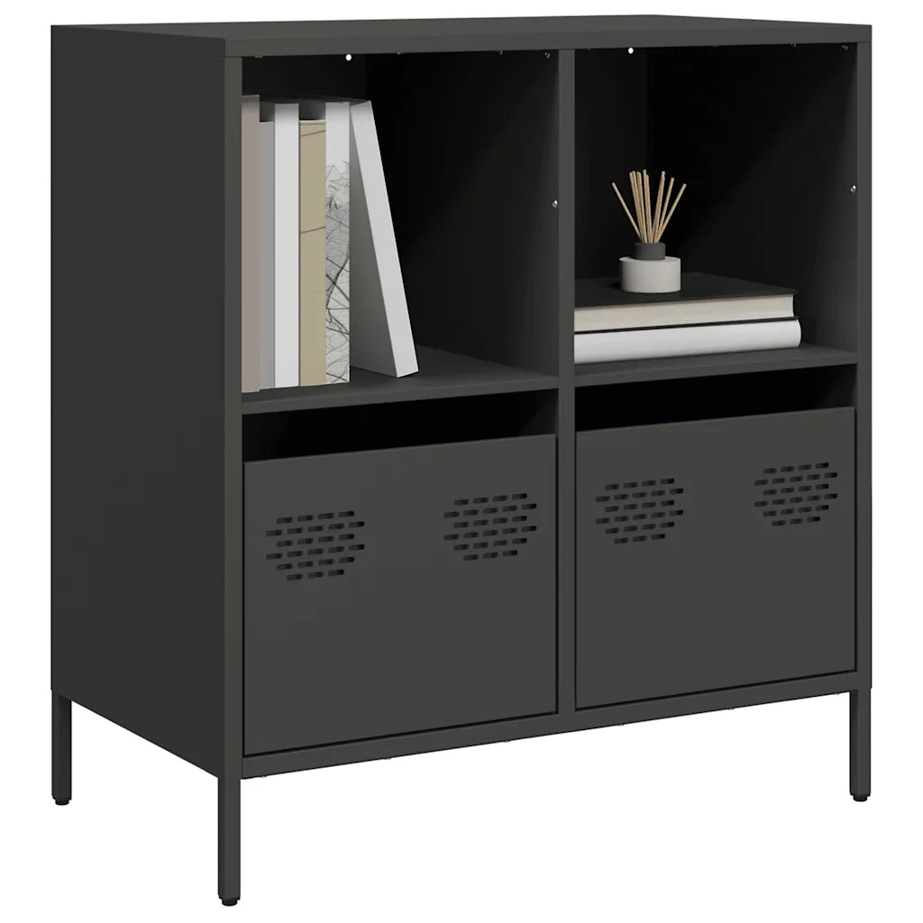 Credenza | Madia | Buffet da pranzo | Armadio da pranzo Nera 68x39x73,5 cm in Acciaio Laminato a Freddo