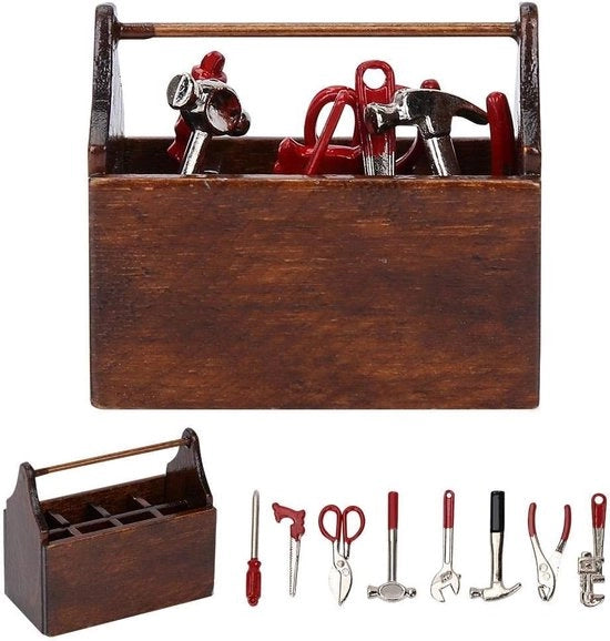12 accessori per casa di bambole cassa strumenti miniatura in legno simulazione di modello decorativo giocattolo