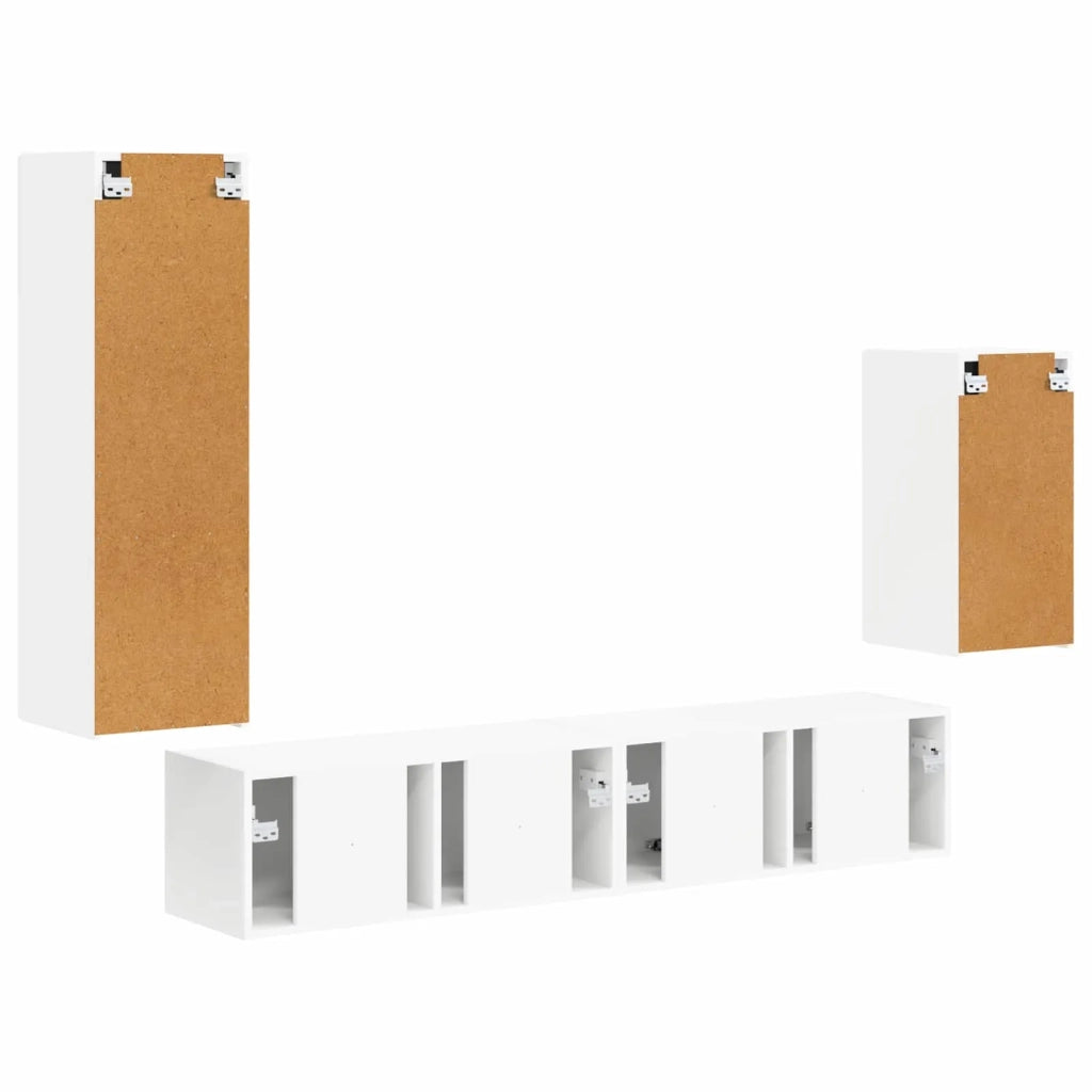 Set mobile TV Montaggio a parete 4 pz-Credenza per TV Bianco Legno multistrato 805573