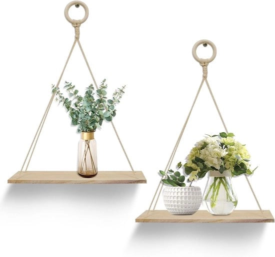Pannelli Flottanti Moderni - Per Decorazione di Pareti - 2 Pezzi - Legno - Naturale