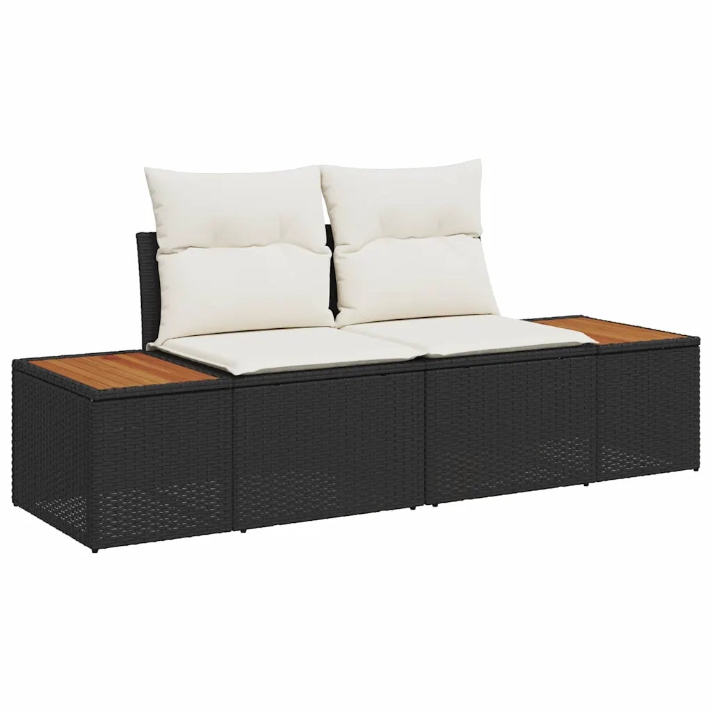 Set da Pranzo per Giardino con cuscino 7 pcs Nero e Beige 3350084
