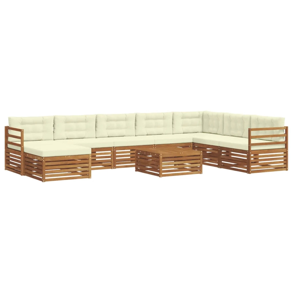 Set di divani da esterno con cuscino 9 pcs Naturale e Crema 3373960