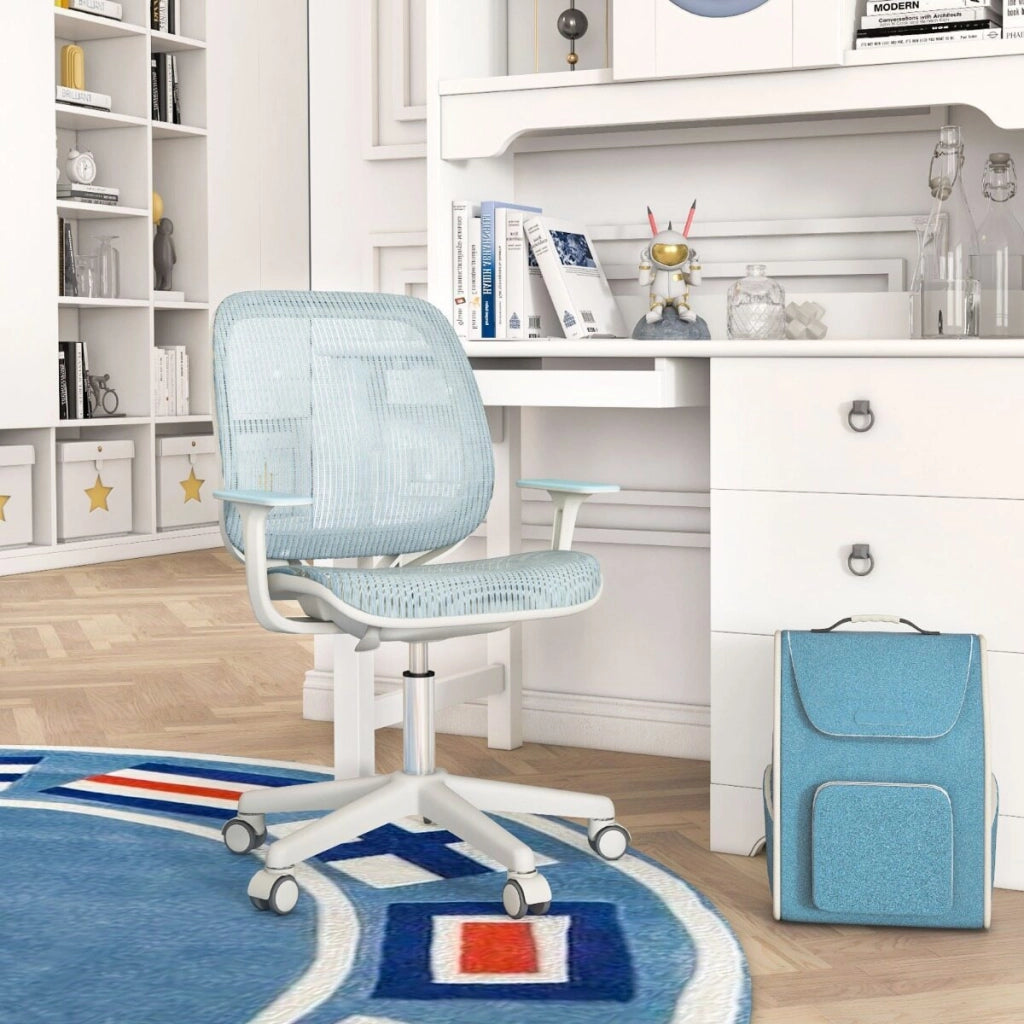 Scrivania per bambini regolabile e sedia da scrivania per bambini, Scrivania per bambini tavolo ergonomico e sedia girevole per computer Blu