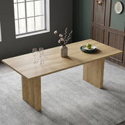 Tavolo allungabile rettangolare in MDF color rovere con piano da 3 cm e gambe a lamelle 140-200 × 90 × 75 cm