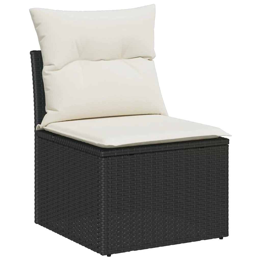 Set Divano da Giardino con cuscino 7 pcs Nero polyrattan