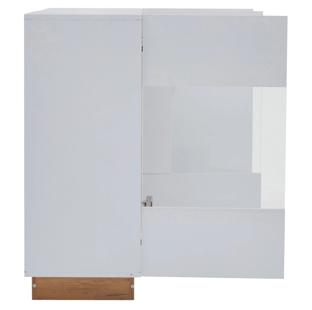 Madia 138 x 38;5 x 90;5 cm bianca lucida con 3 ante; vetro e LED RGB Bluetooth HOMVRA