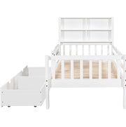 Letto bambini multifunzione in legno bianco 90x200 cm con cassetti e lavagna, senza materasso
