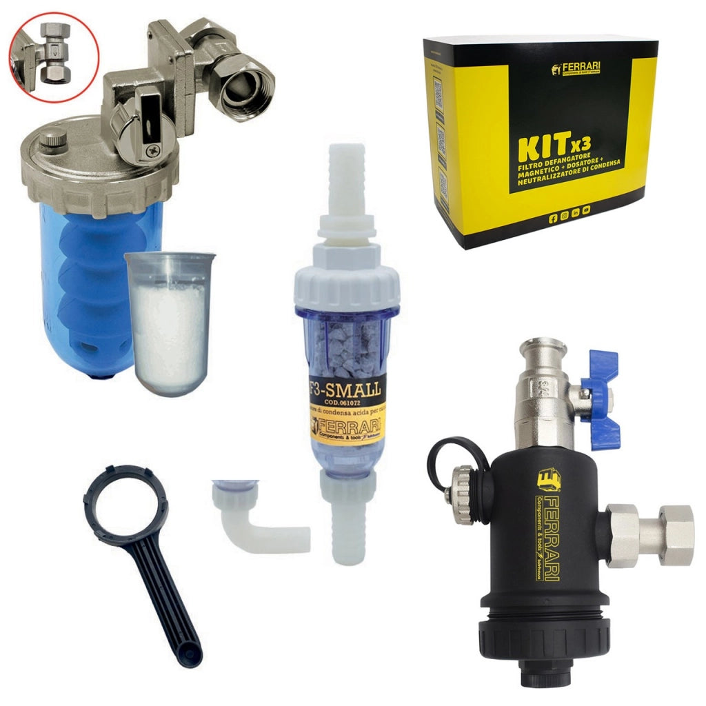 Ferrari Kit Salva Caldaia 3 in 1 con Defangatore Magnetico e Neutralizzatore