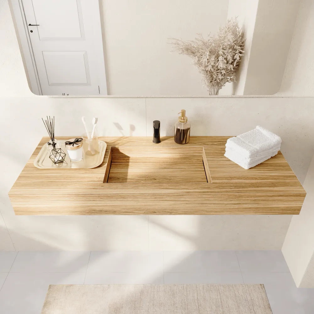 Lavabo sospeso in hpl 120cm rovere miele | Baikal