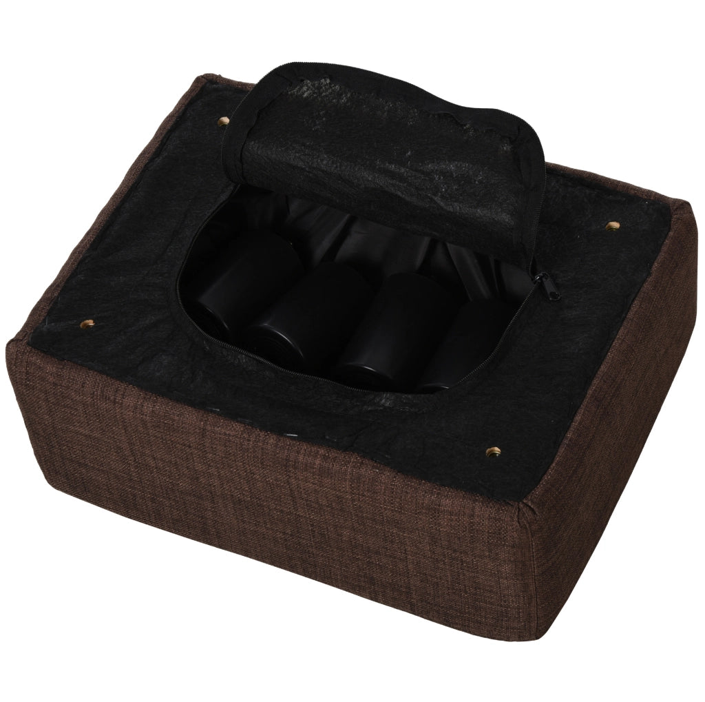 Poggiapiedi Rettangolare in Lino Marrone 40x30x24 cm con Struttura in Legno Massello fino a 110 kg