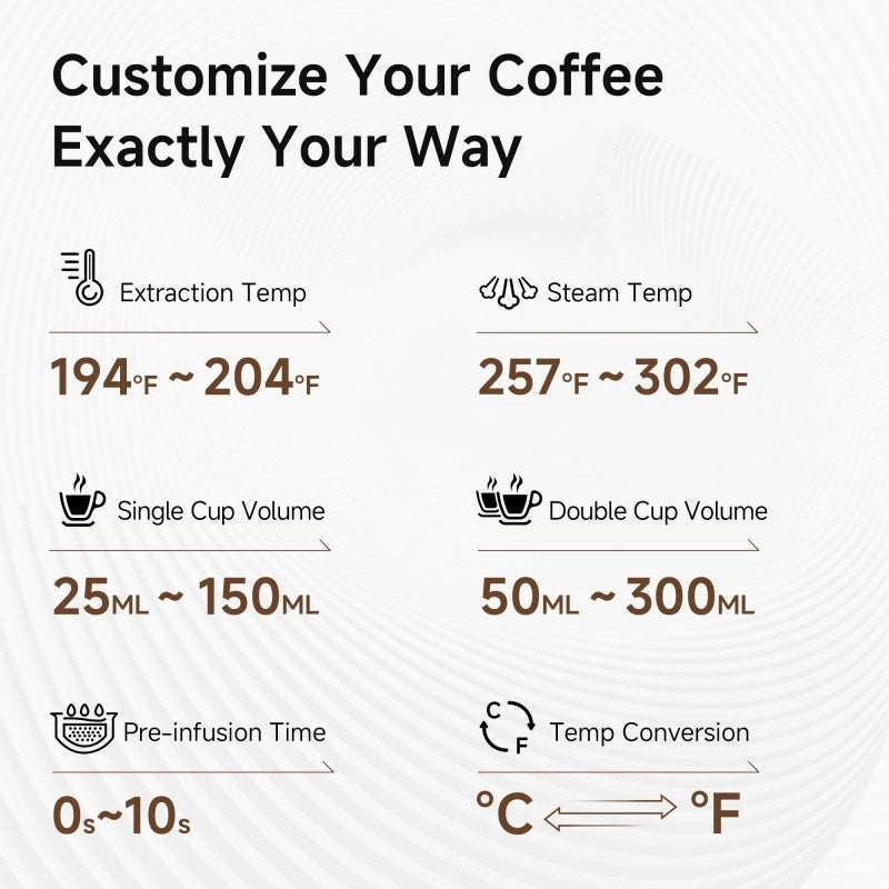 H10A Macchina da caffè espresso semiautomatica; regolazioni programmabili; lancia vapore 270°; serbatoio 1;8 L; 20 bar; argento