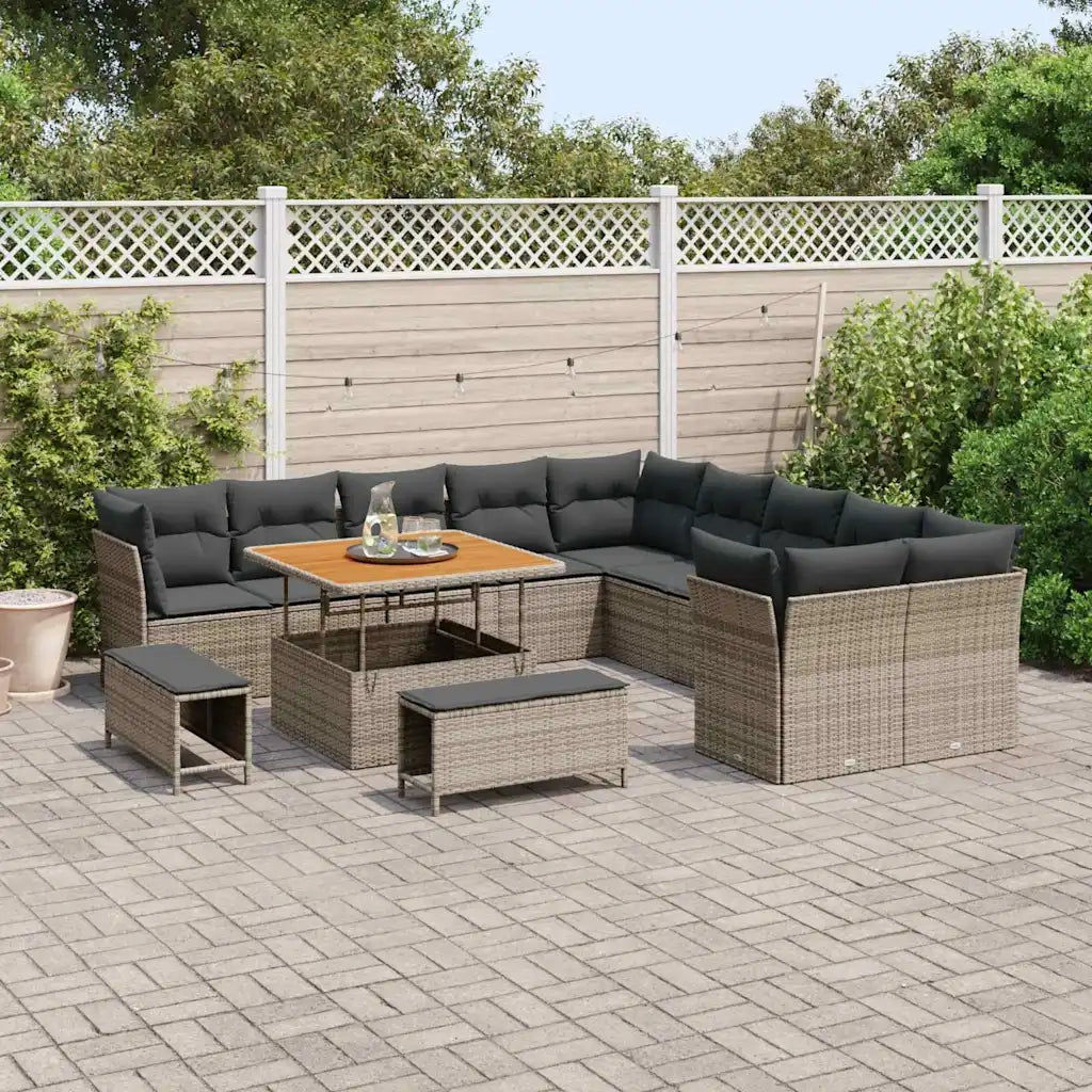 Set Divano da Giardino con cuscino 13 pcs Grigio polyrattan 3363488