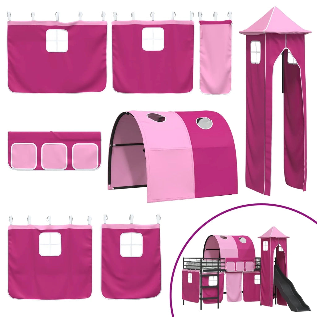 Struttura del letto loft per bambini Nero e rosa 107 x 200 cm 42020891