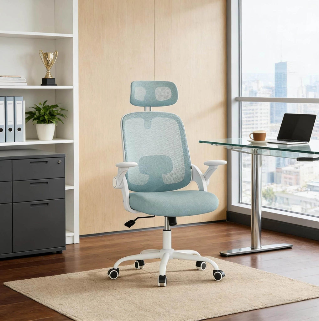 Sedia da ufficio 63,5x47x109,5-117,5 cm metallo, tessuto blu, regolabile