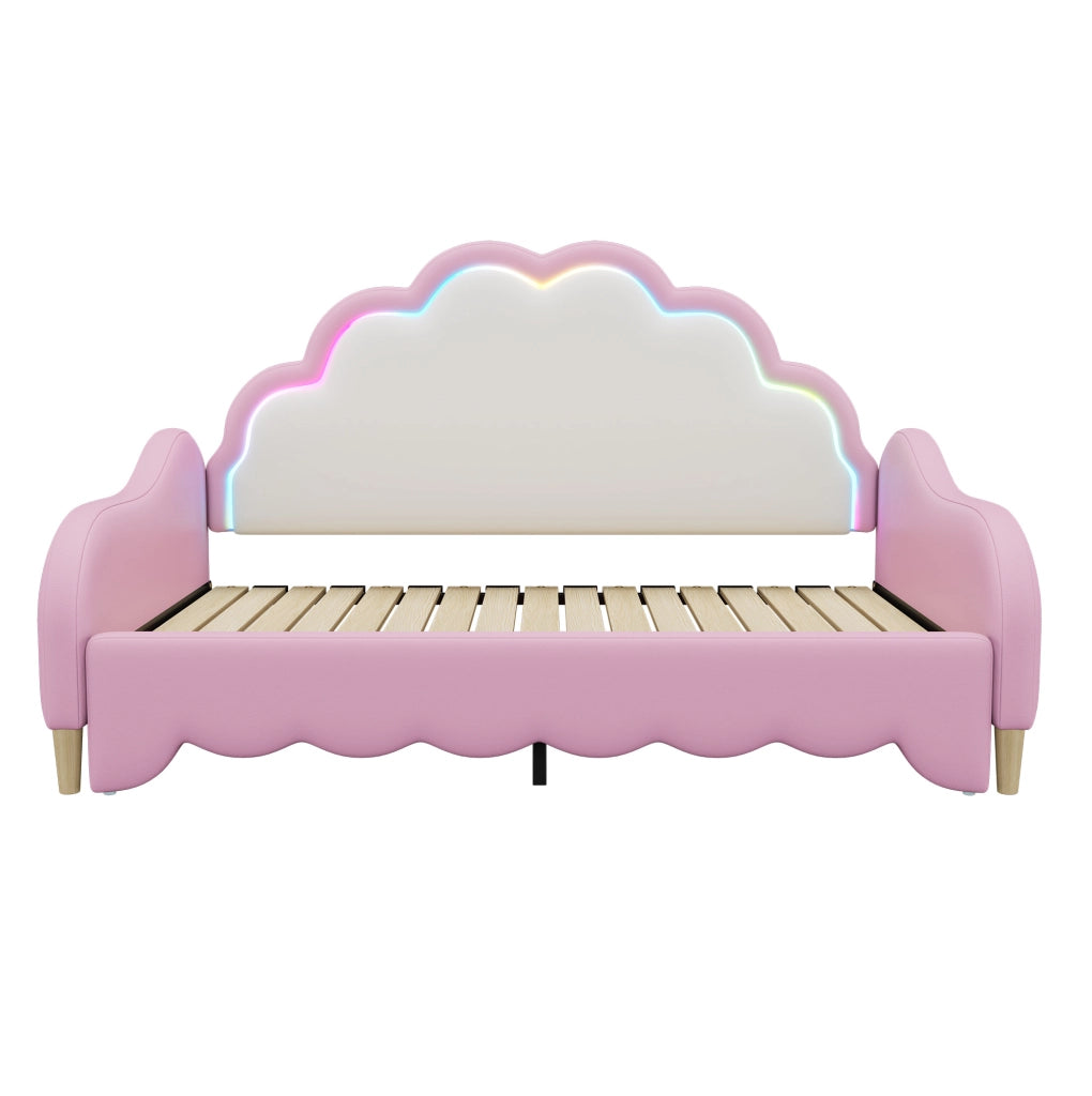 Letto sofa bed 140x200 cm con testiera LED; PU rosa