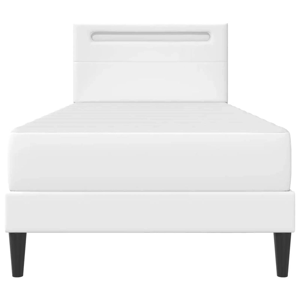 Letto singolo | Letto per adulti | Struttura del letto con testiera Bianco 80 x 200 cm Similpelle