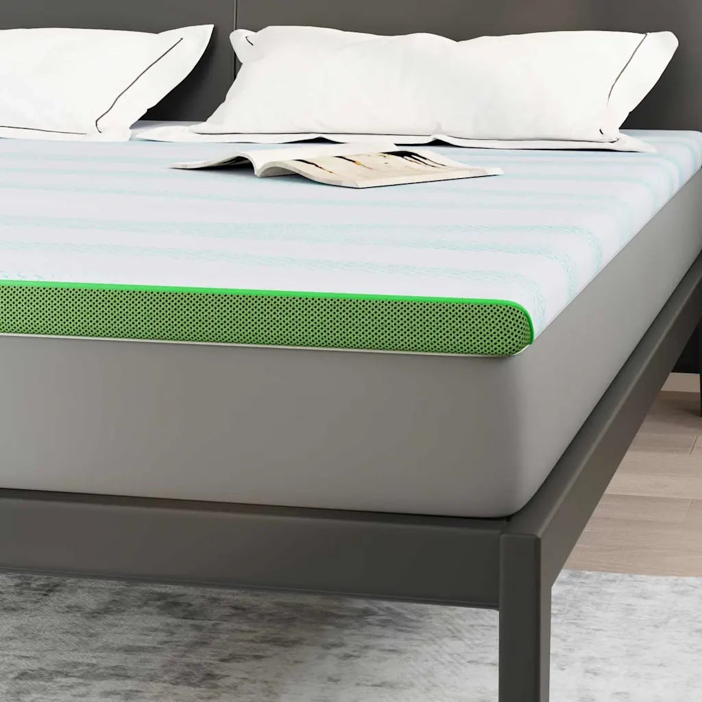 Topper per materasso Bianco e Verde 200 x 200 cm 4106153