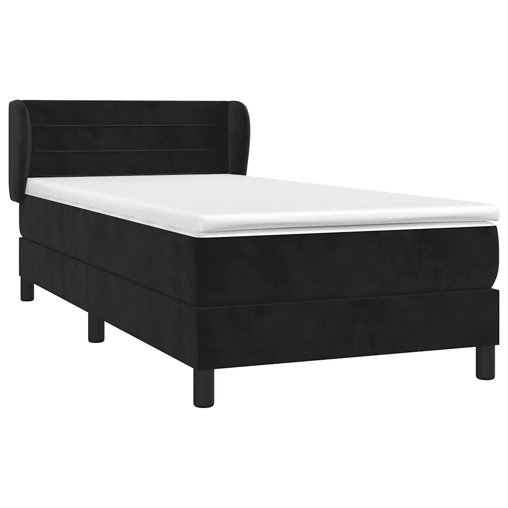 Giroletto a Molle con Materasso-Struttura Letto Nero 90x200 cm in Velluto 593187