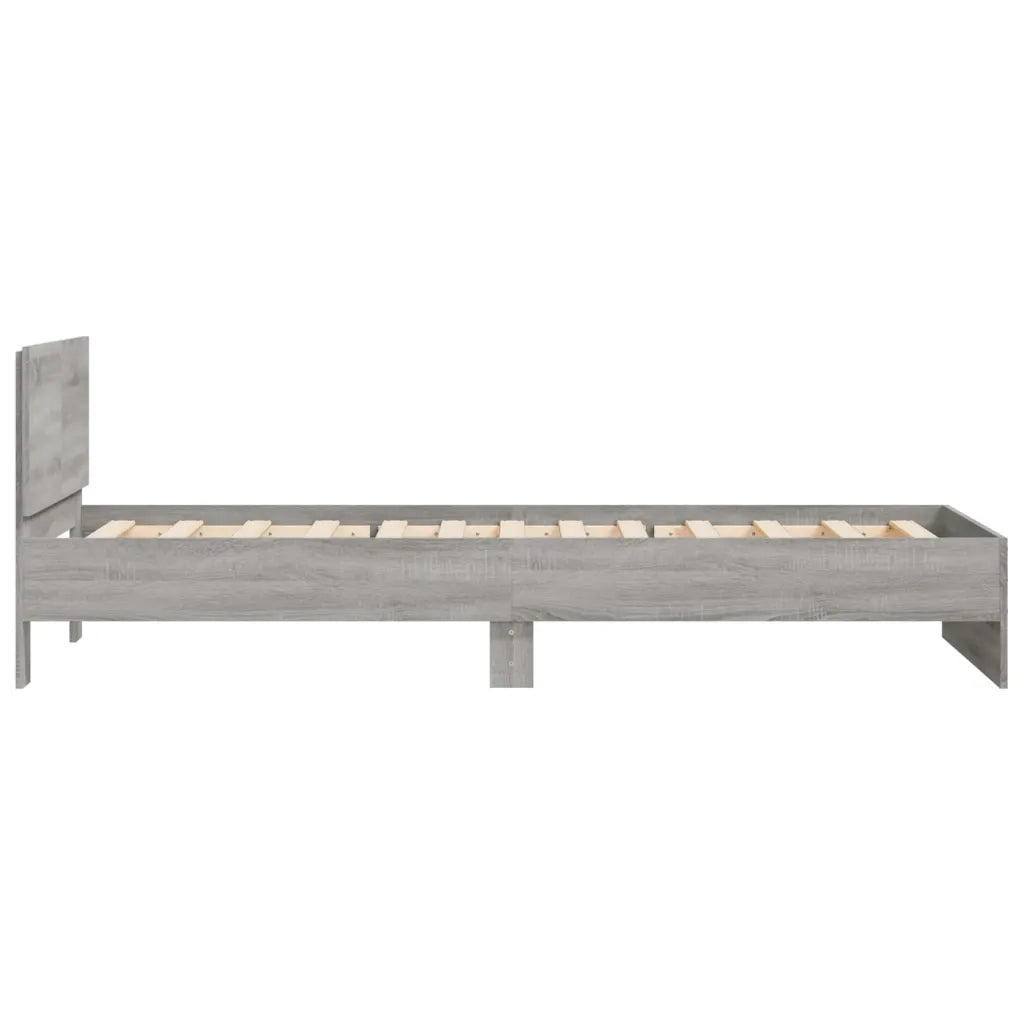 Letto singolo | Letto per adulti | Giroletto Testiera Grigio Sonoma 100x200 cm Legno Multistrato