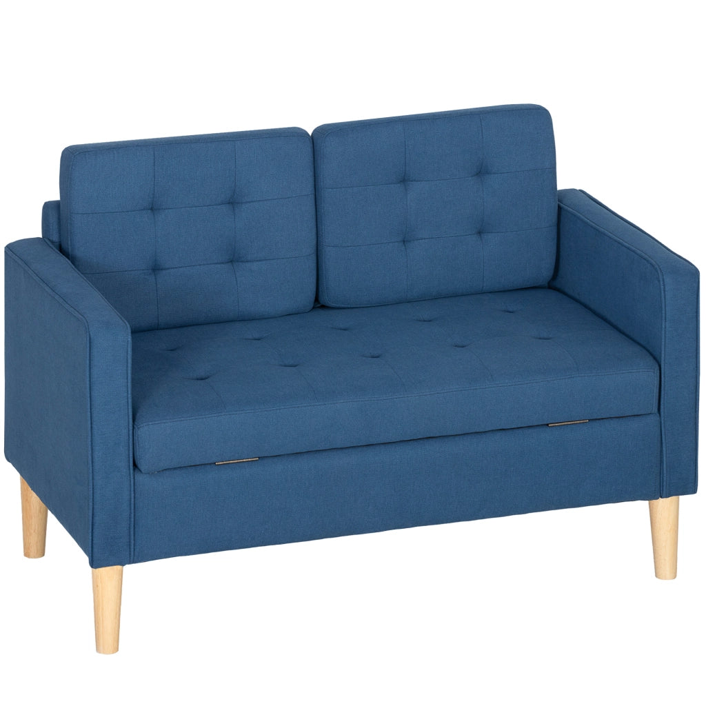 Divano 2 posti con contenitore e cuscini ¨C Minimal ¨C 117x62x78 cm blu