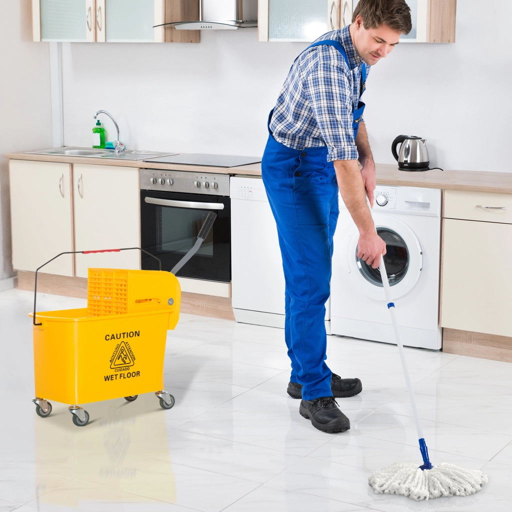 Secchio per Mop con Strizzatore e Ruote ¨C Zephmum ¨C Giallo 20L
