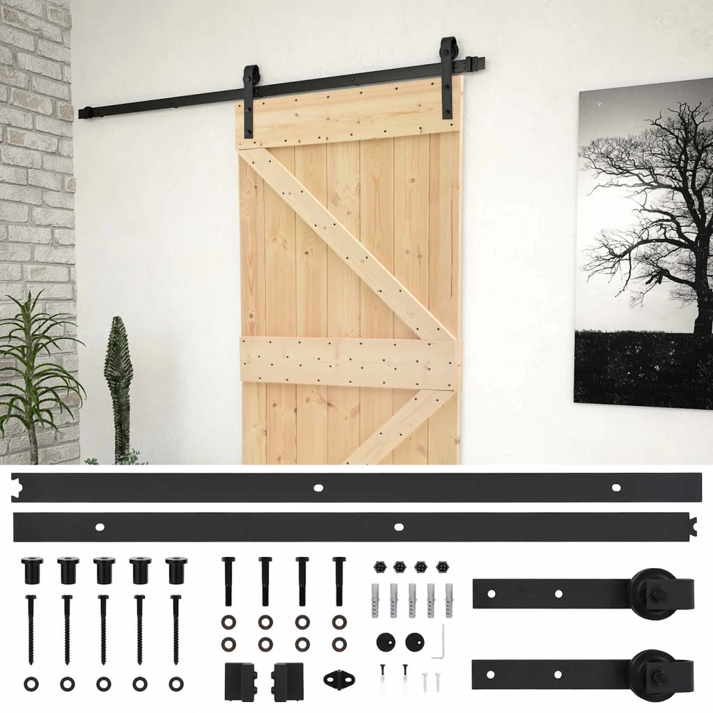 Porta scorrevole Naturale e Nero 80 x 210 cm 3444855